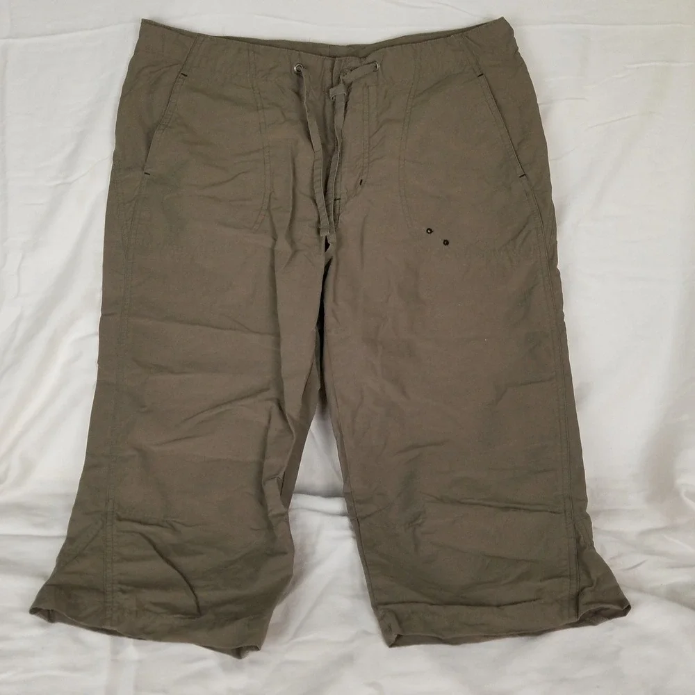 Columbia Capri Pants Womens Medium Brown Excellent Drawstring Hiking Cropped 107